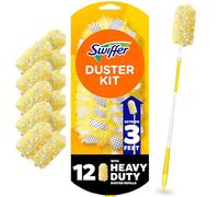 Swiffer Dusters Heavy Duty Extender Handle Starter Kit (1 Handle, 12 Dusters)