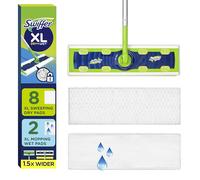 Swiffer Sweep + Mop XL, Broom & Mop Alternative, Floor Cleaner for Dirt, Dust, Hair, All Purpose Cleaning Tool for Home, Bathroom, Kitchen, Set Includes 1 XL Sweeper 8 XL Dry Pads 2 XL Wet Pads Fresh