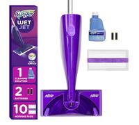Swiffer WetJet Hardwood and Floor Spray Mop Cleaner Starter Kit, Includes: 1 Power Mop, 10 Pads, Cleaning Solution, Batteries