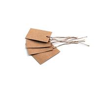 Swift 200 PCS Light Brown Gift Hang Tags with String Kraft Card Paper Clothing Price Shop Display Parcel Luggage Labels Decoration 60mm x 40mm