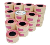 Swift 26 x 12 mm Price Gun Labels Pink 30 Rolls 30,000 Labels Stickers CT4 Wavy Edge Pricemarker Tags Fits Many Pricing Labellers, Bulk Compatible Refill for Retail Shop and Price Tagging