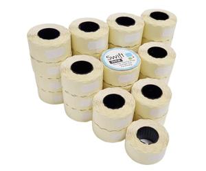 Swift 26 x 12 mm Price Gun Labels White Peelable 30 Rolls 30,000 Stickers CT4 Wavy Edge Pricemarking Tags Fits Many Pricing Labellers