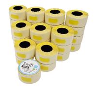Swift 26 x 12 mm Price Gun Labels Yellow 30 Rolls 30,000 Labels Stickers CT4 Wavy Edge Pricemarker Tags Fits Many Pricing Labellers, Bulk Compatible Refill for Retail Shop and Price Tagging