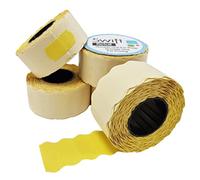 Swift 26 x 12 mm Price Gun Labels Yellow 5 Rolls 5,000 Labels Stickers CT4 Wavy Edge Pricemarker Tags Fits Many Pricing Labellers, Bulk Compatible Refill for Retail Shop and Price Tagging