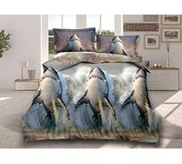 swift 3 Piece 3D Effect Duvet Quilt Cover Complete Bedding Set Vibrant Sharks Images Printed Feel Just Like Cotton 318 Single