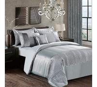 swift 3 Piece Fancy Duvet Cover Sequin Bedding Set with Pillowcase Silky Glittery Velvet (Silver, Double)