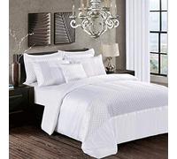swift 3 Piece Fancy Duvet Cover Sequin Bedding Set with Pillowcase Silky Glittery Velvet (White, Double)