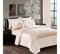 swift 3 Piece Fancy Sequin Duvet Quilt Cover Bedding Set with Pillowcase Silky Glittery Crushed Velvet Beige King