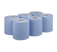 SWIFT 6 x Premium Quality Centrefeed Dispenser Blue Rolls 2 Ply Embossed Paper Hand Towel Tissue Gym Wall Mounted Lockable Rolls 150m