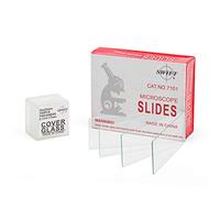SWIFT BS50 50pcs Microscope Slides Kit Set with 50 Pre-Cleaned Blank Slides and 100 Glass Coverslips for Monocular Binocular Trinocular Microscopes