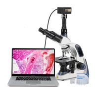Swift Compound Trinocular Microscope SW380T, 40X-2500X Magnification,Siedentopf Head, Two-Layer Mechanical Stage, with Swiftcam 20 Megapixel Camera and 100 PCS Blank Slides and Cover Slips