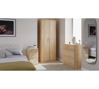 Swift Devon 3 Piece Bedroom Set (Wardrobe, Chest & Bedside) in Bardolino Oak - Ready Assembled in Light Oak Swift Light Oak