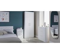 Swift Devon 3 Piece Bedroom Set (Wardrobe, Chest & Bedside) in White Matt - Ready Assembled Swift White