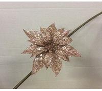 Swift Flower Pick Floral Christmas Decorations Glitter Poinsettia Rose Gold 18cm Pack x6