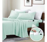 Swift Home Smart Sheets, Ultra Soft Brushed Microfiber 3-Piece Sheet Set, Fitted Bed Sheet with Side Storage Pockets - Mint, Twin XL