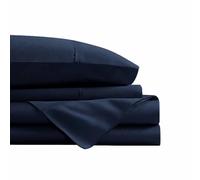 Swift Home Smart Sheets, Ultra Soft Brushed Microfiber 4-Piece Sheet Set, Fitted Bed Sheet with Side Storage Pockets - Navy, Queen