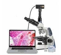 Swift Infinity-Corrected Compound Trinocular Microscope SW400, 40X-2500X Magnification, Infinity Achromatic Objectives, Two-Layer Mechanical Stage, with Swiftcam 20 Megapixel Camera and Slides
