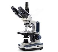 SWIFT Microscope Compound Trinocular SW350T, Research-Grade for Lab, 40X-2500X Magnification, with Wide-Field 10X, 25X Eyepieces, Siedentopf Head, Camera-Compatible, Mechanical Stage, Abbe Condenser