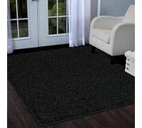 swift Natty Rug, Polypropylene Shaggy Rug, Glittery Shimmer Carpet, Plain Pattern Non-Slip Door Mat, Hallway Runner for Bedroom Hall Indoor-Outdoor Area, Black, W 160 x L 230cm