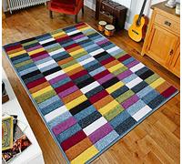 swift New Bright Multicolour Rug, Heat-Set Thick Polypropylene Multi Design Carpet, Comfy Geometric Pattern Mat for Floor, Bedroom, Living Room, Indoor Area, Multi CBS, 60 x 110 cm