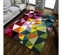 swift New Bright Multicolour Rug, Heat-Set Thick Polypropylene Multi Design Carpet, Comfy Geometric Pattern Mat for Floor, Bedroom, Living Room, Indoor Area, Multi GO Ply, 80 x 150 cm