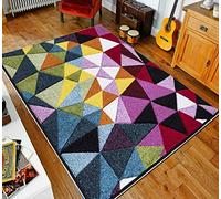 swift New Bright Multicolour Rug, Heat-Set Thick Polypropylene Multi Design Carpet, Comfy Geometric Pattern Mat for Floor, Bedroom, Living Room, Indoor Area, Multi GO Ply, 120 x 170 cm