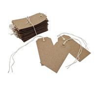 Swift Pack of 3000 Brown Kraft Reinforced Card Strung Tags: 108mm x 54mm Heavy Duty Hanging Gift Swing Tickets, Large Parcel Label, and Price String Paper for Retail Clothing or Craft Labelling