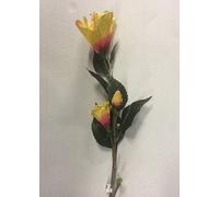 swift Pack x6 Stems Peach/Orange Hibiscus Spray Artificial Silk Flowers Offer