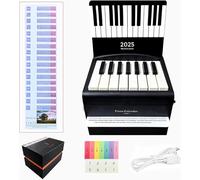Swift Piano Desk Calendar 2025, Mini Piano Calendar for Playing, Mini Piano Calendar with Music Letters, USB Rechargeable Piano, with 52 Music Sheet Music on 27 Cards
