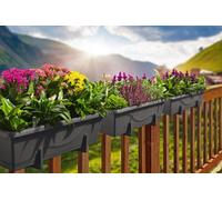 Gardenico Set of 2 x 400mm - Self-watering planters, troughs, flower pots for balconies - W39 D21 H17cm, 7.8L - Anthracite
