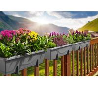 Gardenico Self-watering Balcony Planter 400mm - Stone Grey - Twin Pack, Grey