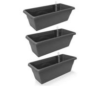 Swift Set Of 3X 400mm - Self-Watering Planters, Troughs, Flowerpots For Balconies - With Vermiculite - W39 D21 H17Cm, 7.8L - Anthracite