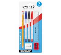 SWIFT Stationery Kit, 7 Piece School Set with Pens, Pencils, Ruler, Sharpener & Rubber | School, University & Study Supplies