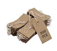 Swift Strung Tags Brown Reinforced Card Clothing Parcel Label String Hanging Gift Swing Tickets Kraft Hang Price Labelling 83mm x 41mm (Pack of 200)