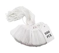 Swift Strung Tags White Card Clothing Parcel Label String Hanging Gift Swing Tickets Kraft Hang Price Labelling 32mm x 22mm (Pack of 200)