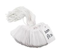 Swift Strung Tags White Card Clothing Parcel Label String Hanging Gift Swing Tickets Kraft Hang Price Labelling 32mm x 22mm (Pack of 100)