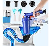 Swift Toilet Plunger, High Pressure Air Drain Blaster Gun with Glove, 4 Large Suction Cups, Drain Cleaner for Bathroom, Toilet, Clog Remover, Air Plunger for Floor Sink, Sanitary Clogs