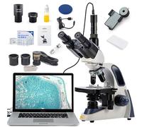 SWIFT Trinocular Compound Microscope SW380T,40X-2500X,with 5MP Camera and Slides, Siedentopf Head,Research-Grade,Two-Layer Mechanical Stage