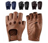 Swift Wear Fingerless Leather Gloves for Men, Classic Style, Genuine Leather, Half Finger Design, Unlined Lambskin Leather Nappa, Motorcycle Riding, Cycling Gym Driving Wheel Chair (Tan, M)