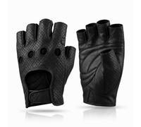 Swift Wear Fingerless Leather Gloves for Men, Classic Style, Genuine Leather, Half Finger Design, Unlined Lambskin Leather Nappa, Motorcycle Riding, Cycling Gym Driving Wheel Chair (Black, XL)
