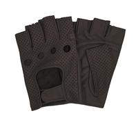 Swift Wear Fingerless Real Leather Cycle Biker Gym WheelChair Gloves Cycling Driving Body building weight lifting Half Finger Black Brown Summer Gloves (Dark Brown, L)