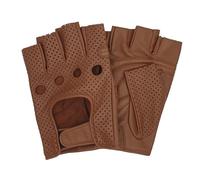 SWIFT WEAR Fingerless Real Leather Cycle Biker Gym WheelChair Gloves Cycling Driving Body building weight lifting Half Finger Black Brown Summer Gloves (Tan, XL)