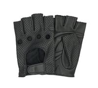 SWIFT WEAR Fingerless Real Leather Cycle Biker Gym WheelChair Gloves Cycling Driving Body building weight lifting Half Finger Black Brown Summer Gloves (Black, S)
