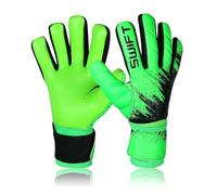 SWIFT WEAR Football Goalkeeper Gloves, Green and Black, Super Grip Palms, Touchscreen Compatible (Green Black, 4)