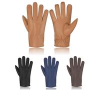 Swift Wear Mens Leather Driving Gloves Unlined Retro Vintage Classic Stylish Genuine Real Leather Warm Thermal Winter Black Chauffeur Gloves (Dark Brown, L)