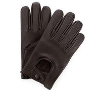 SWIFT WEAR Mens Leather Mesh Driving Gloves, Genuine Soft Lambskin, Black (Dark Brown, S)