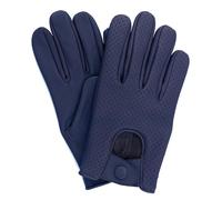 SWIFT WEAR Mens Leather Mesh Driving Gloves, Genuine Soft Lambskin, Black (Navy Blue, S)
