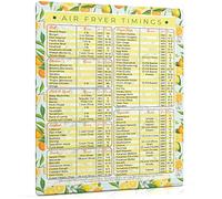 SwiftCube Air Fryer Magnetic Cheat Sheets, Multicooker Cheat Sheet Recipe Magnets, with Cooking Temperature, Time & Size Chart Conversion Measurement, Orange-Lemon Kitchen Decor, 8.5"x11" Citrus Dream