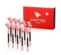 SWIFTEE Premium 10 Degree Golf Tees for Driver or Iron - Help Reduce Spin & Slice, Improve Distance & Precision (Pack of 10 Tees) (Pink, 83mm)