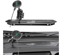 SwiftGaze Stainless Steel Phone Mount for 2018-2023 Wrangler JL (NOT 4xe)&2020-2023 Gladiator Wireless Charge Magnetic & Clamp Dual Heads All-Metal Original America Flag Design OEM Screws Dash Install